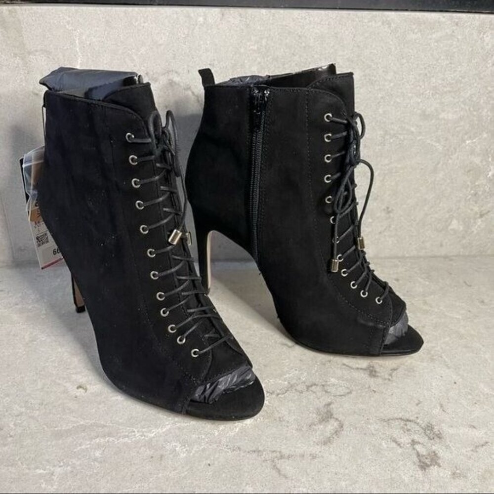 ZARA Black Lace Up Booties Size 9